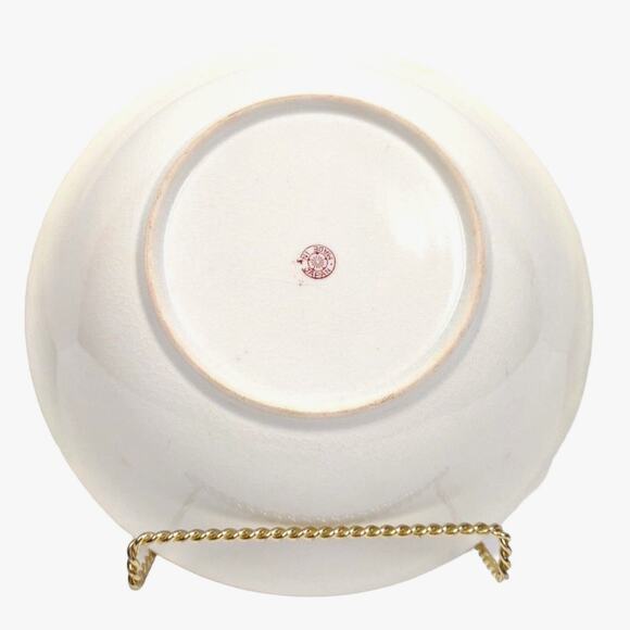 Vintage Japanese Luster Ware Serving Bowl with Floral Center Peach Band 9.5" - Picture 3 of 8